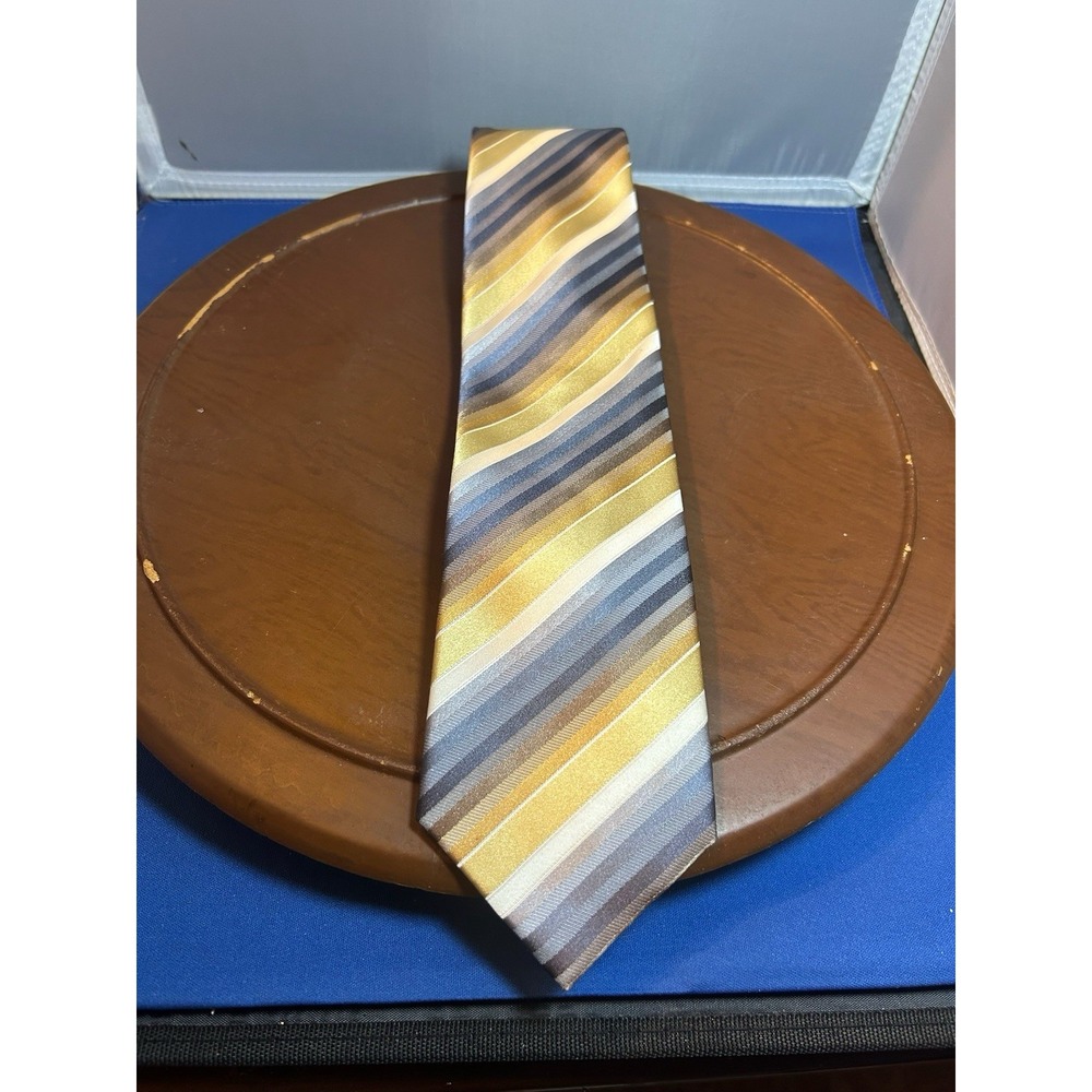 Kenneth Cole Reactions Men's Multicolored 100% Silk Blue Tie‎ Striped Necktie